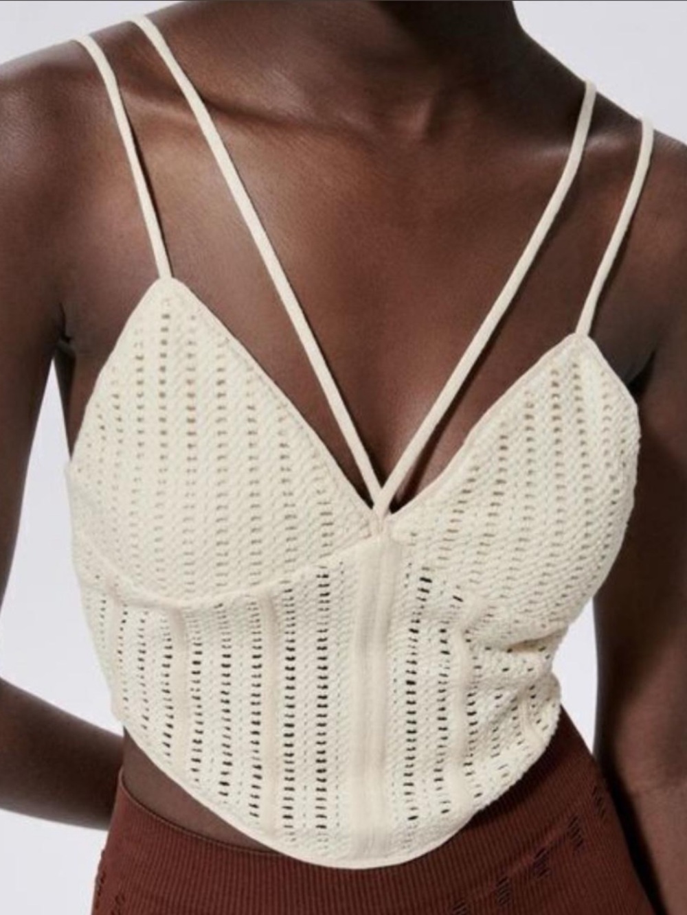 Zara Cream Crochet Knit Top